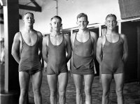 23-Four male swimmers, (Noel Ryan 3rd from left, Sam Herford far right),1930.jpg